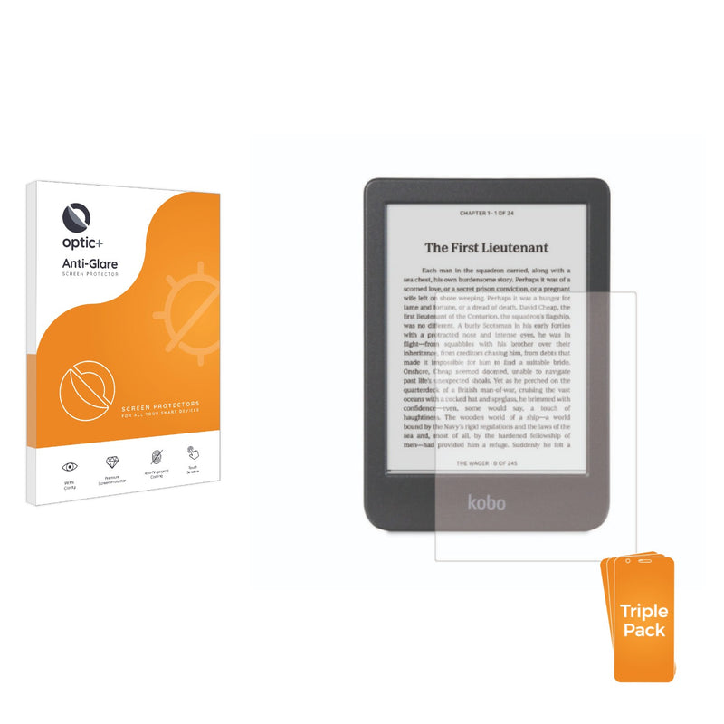 3pk Optic+ Anti-Glare Screen Protectors for Kobo Clara BW