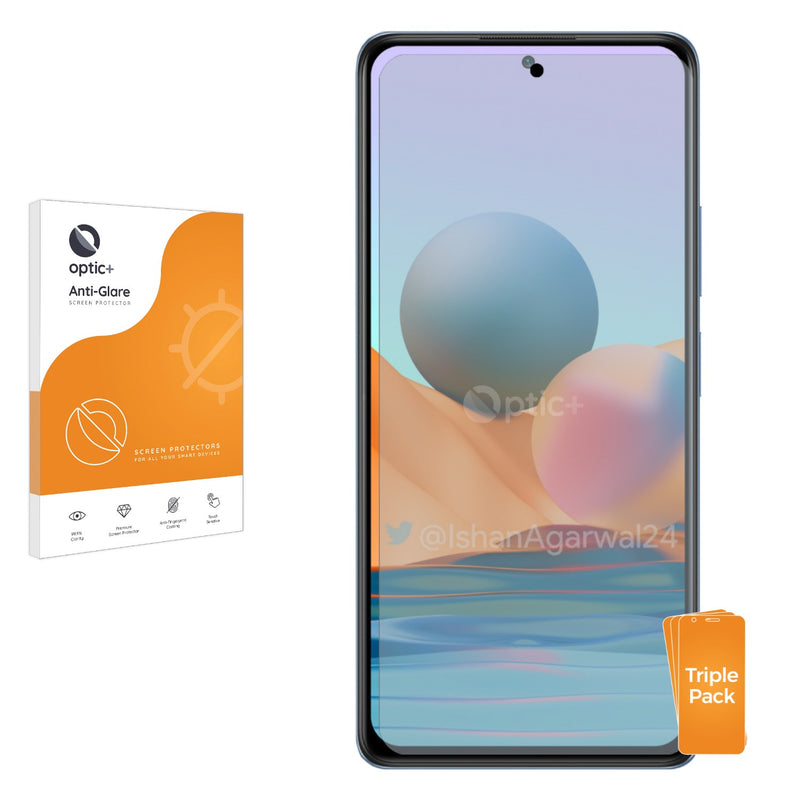 3pk Optic+ Anti-Glare Screen Protectors for Xiaomi Redmi Note 10S