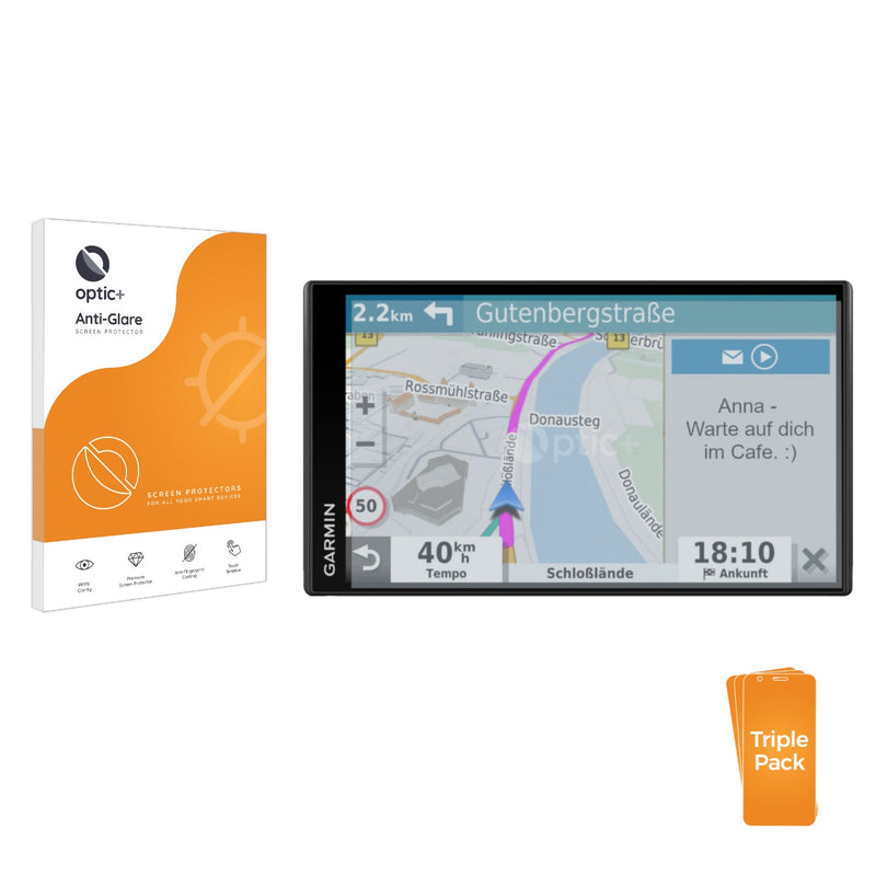 3pk Optic+ Anti-Glare Screen Protectors for Garmin DriveSmart 65