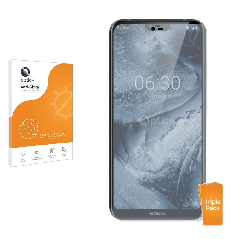 3pk Optic+ Anti-Glare Screen Protectors for Nokia 6.1 Plus 2018