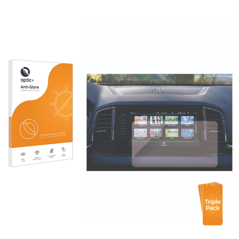 3pk Optic+ Anti-Glare Screen Protectors for Skoda Infotainmentsystem Columbus 2017 Karoq