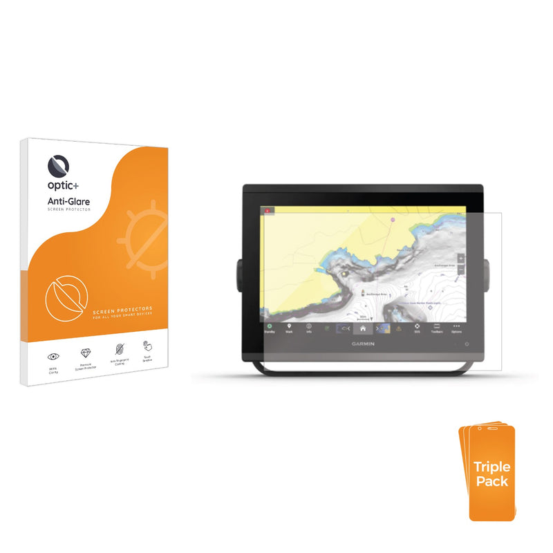 3pk Optic+ Anti-Glare Screen Protectors for Garmin GPSMAP 1253xsv