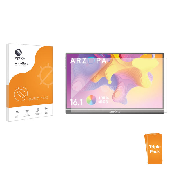 3pk Optic+ Anti-Glare Screen Protectors for ARZOPA 16.1" Portable Monitor