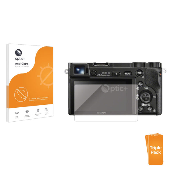3pk Optic+ Anti-Glare Screen Protectors for Sony Alpha 6000