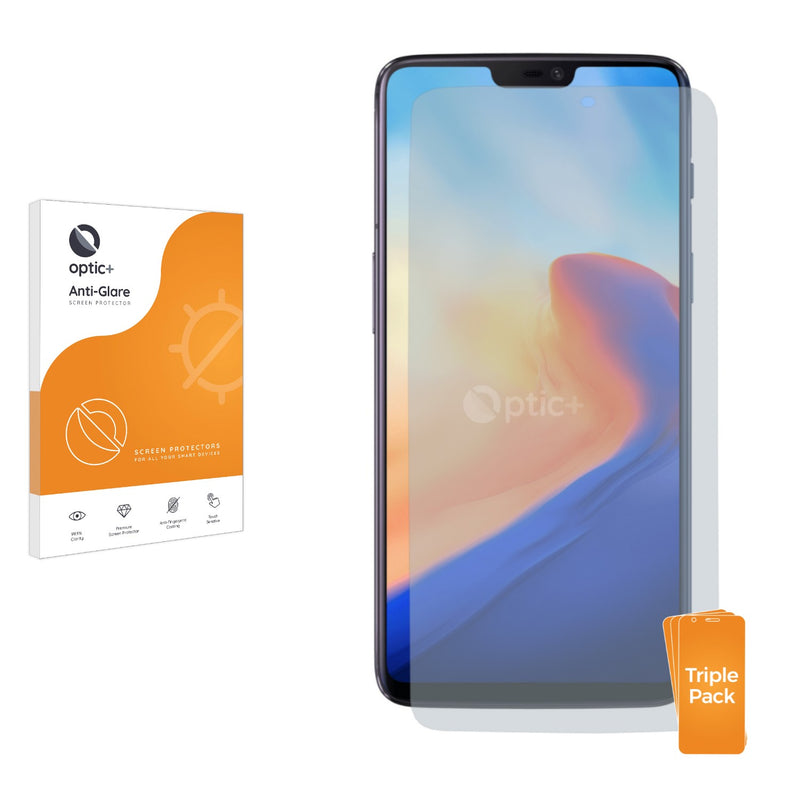 3pk Optic+ Anti-Glare Screen Protectors for OnePlus 6