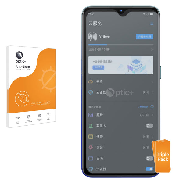 3pk Optic+ Anti-Glare Screen Protectors for Oppo Reno 3