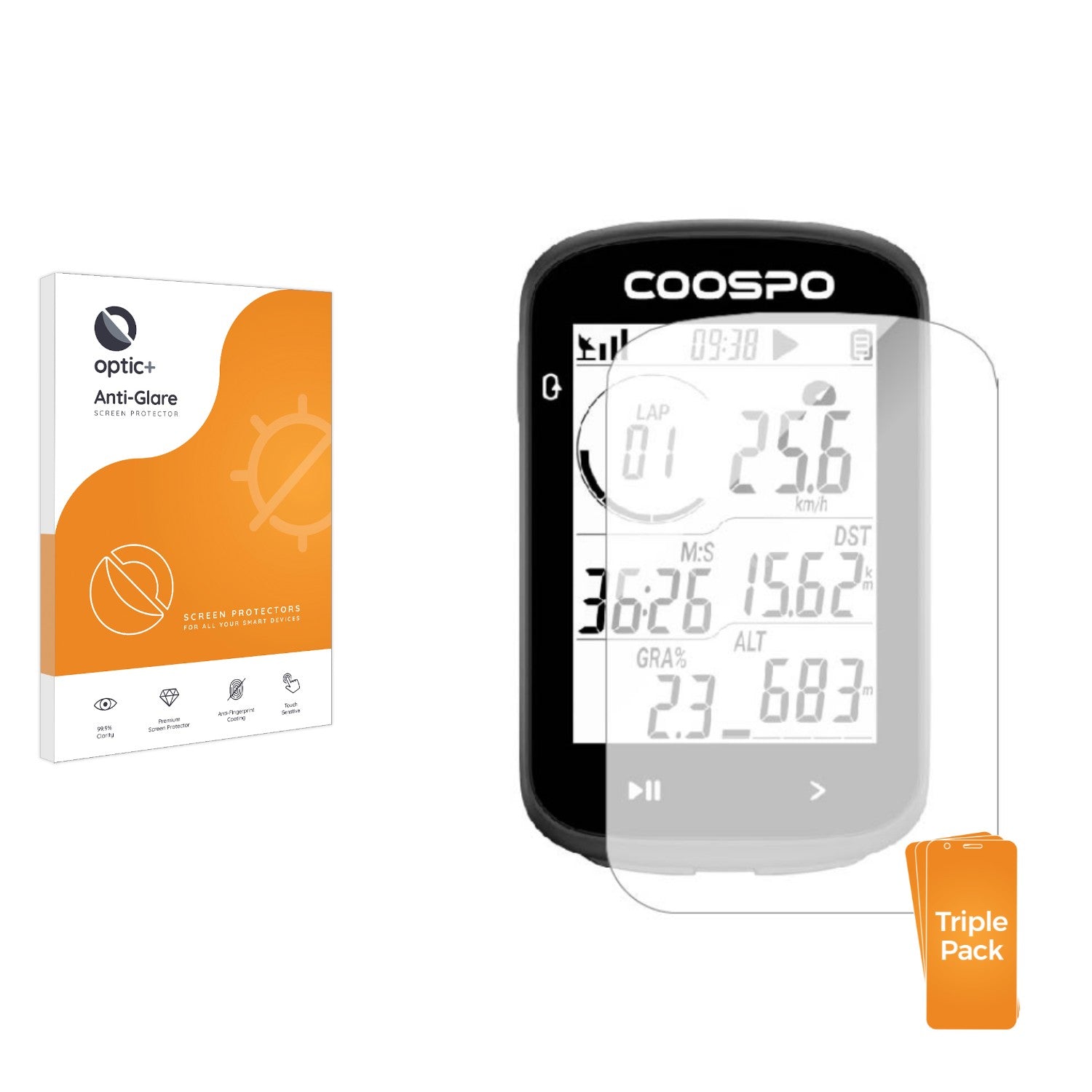 Cs300 Screen 3pk Optic+ Anti-Glare Screen Protectors for CooSpo CS300 - ScreenShield