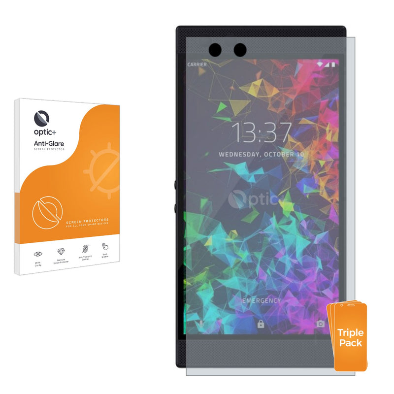 3pk Optic+ Anti-Glare Screen Protectors for Razer Phone 2