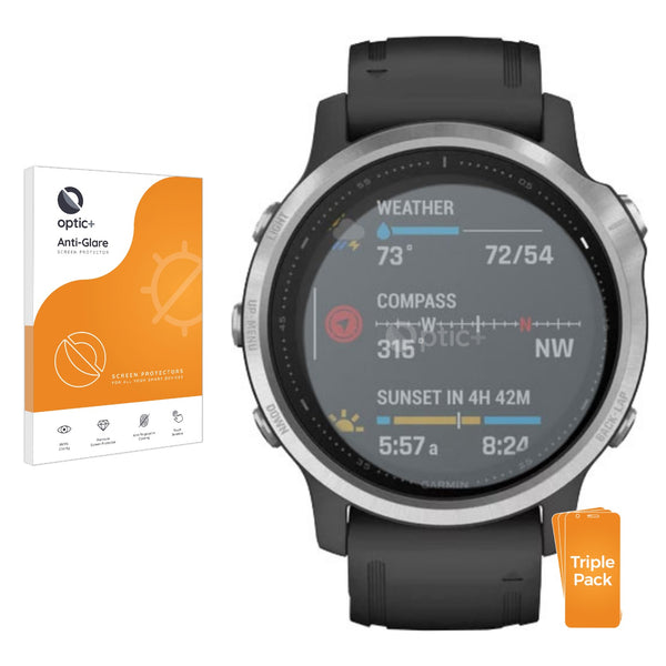 3pk Optic+ Anti-Glare Screen Protectors for Garmin Fenix 6S