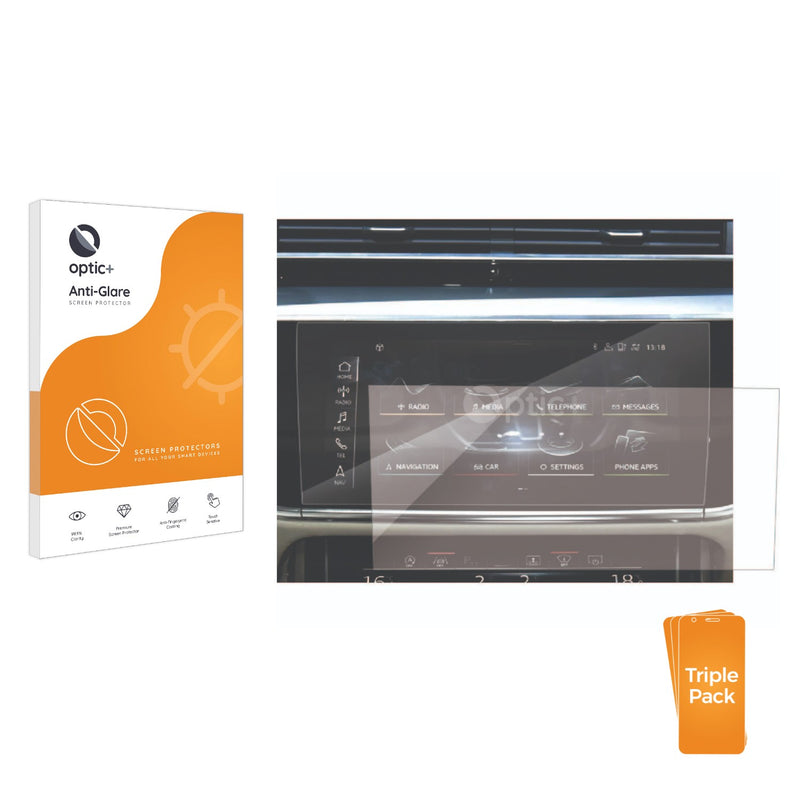 3pk Optic+ Anti-Glare Screen Protectors for Audi A8 D5 8.6" Infotainment System