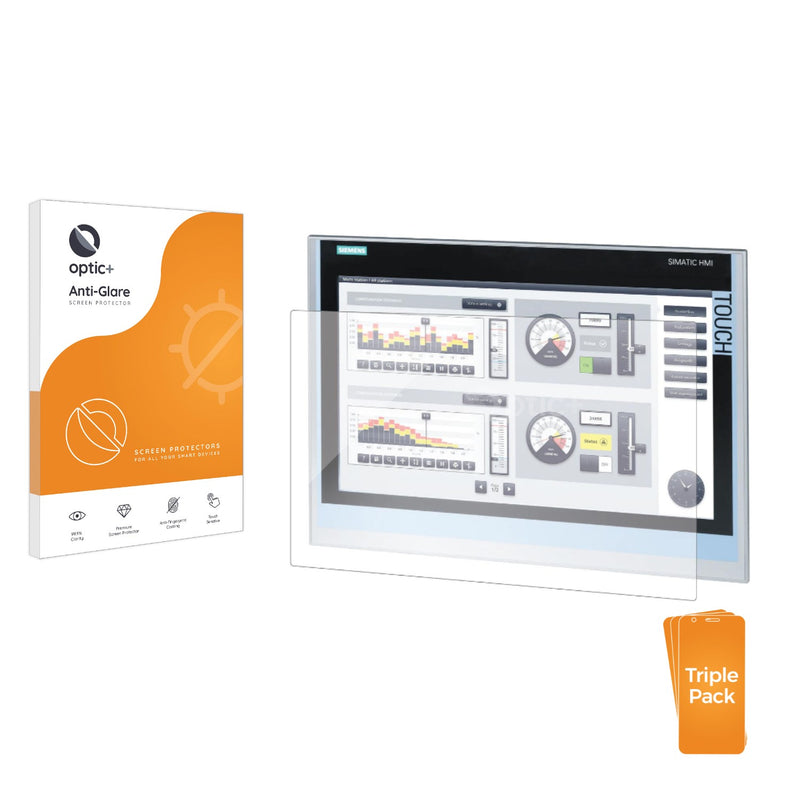 3pk Optic+ Anti-Glare Screen Protectors for Siemens Simatic HMI TP1900 Comfort