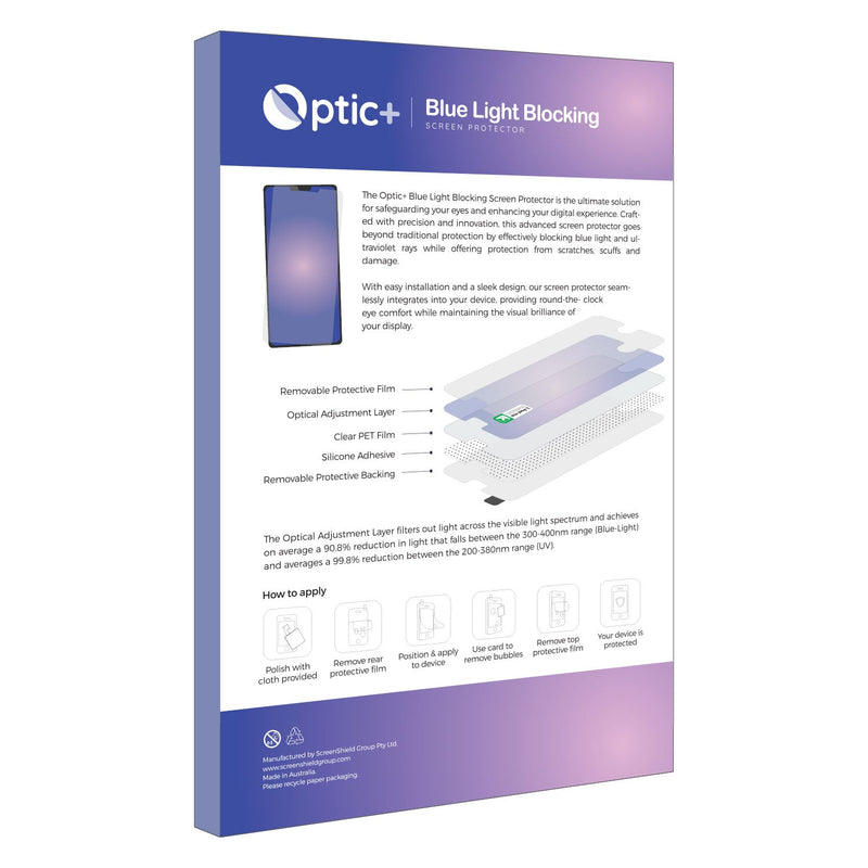 Optic+ Blue Light Blocking Screen Protector for Onyx Boox Darwin 8