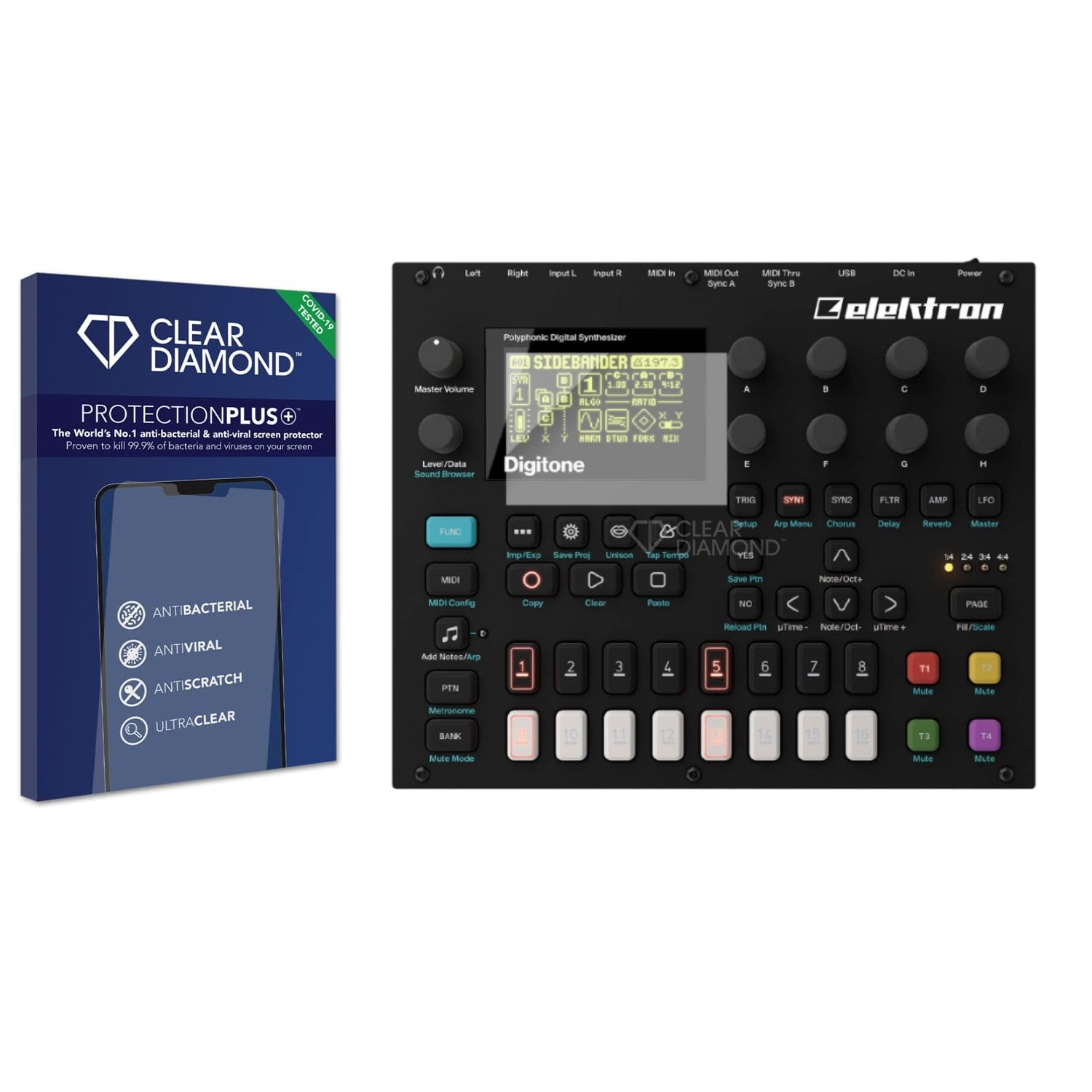 Clear Diamond Anti-viral Screen Protector for Elektron Digitone ...