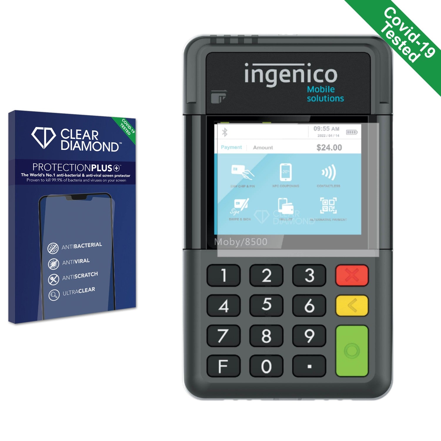 ingenico moby 8500 p8f508-09204b smart card reader -... Clear Diamond Anti-viral Screen Protector for ingenico Moby/8500 ...