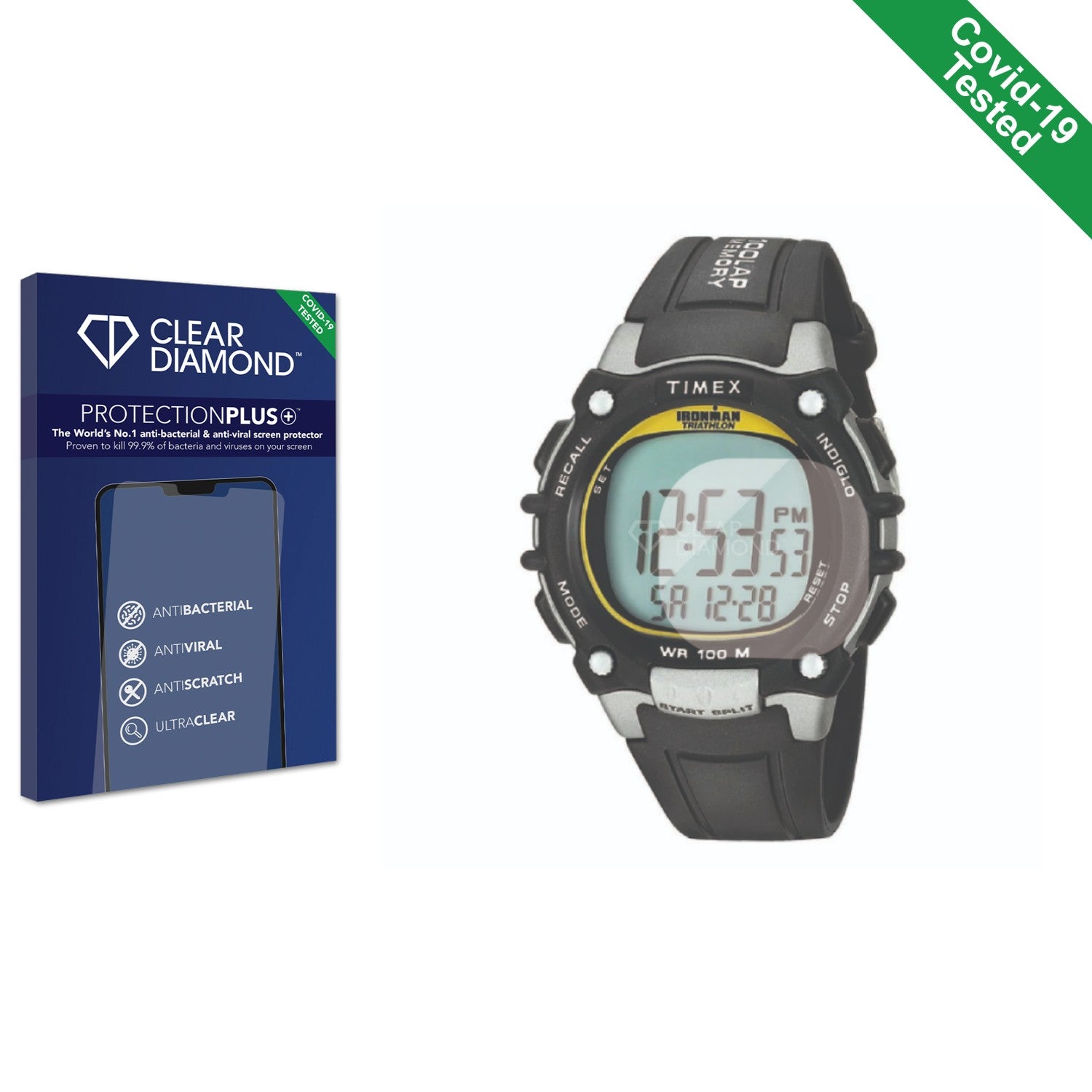 Clear Diamond Anti-viral Screen Protector for Timex Ironman Classic 100 ...