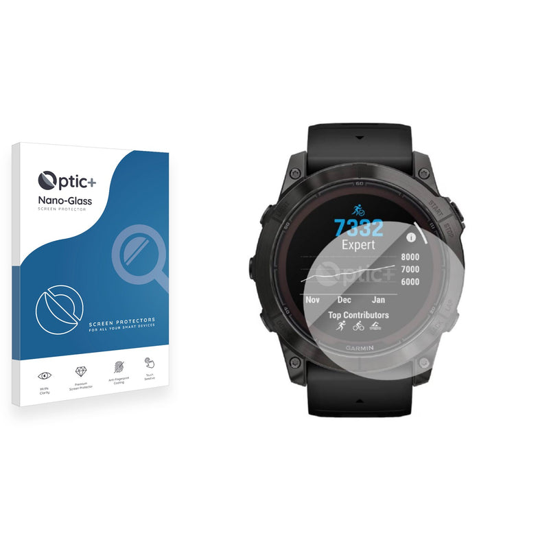 Optic+ Nano Glass Screen Protector for Garmin Fenix 7X Pro Solar (51 mm)