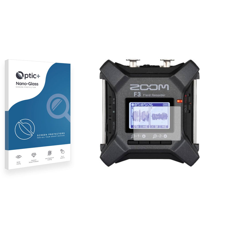 Optic+ Nano Glass Screen Protector for Zoom F3 field recorder