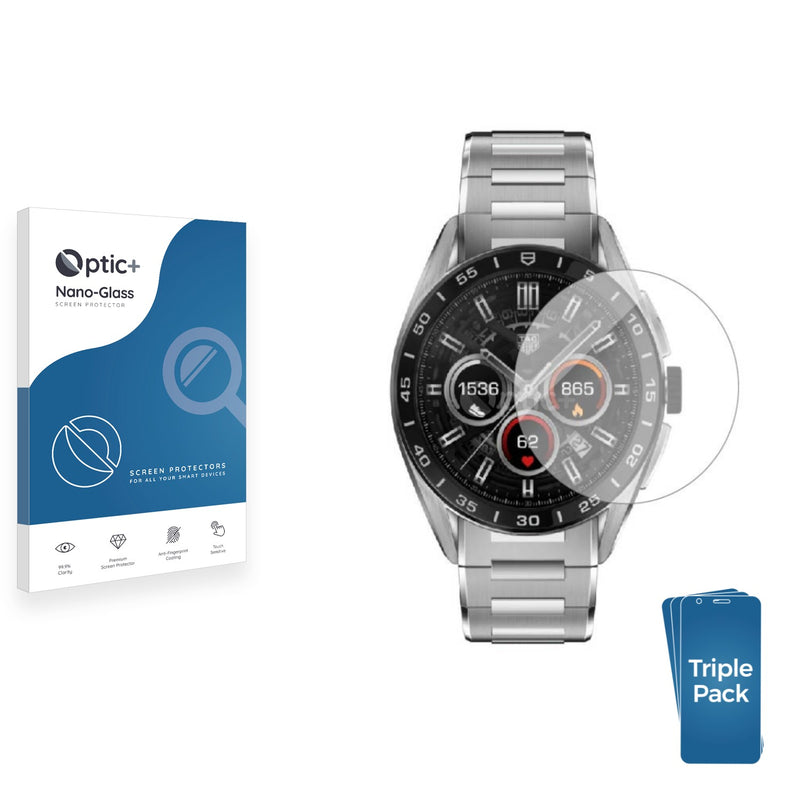 3pk Optic+ Nano Glass Screen Protectors for TAG Heuer Connected Calibre E4 (45 mm)