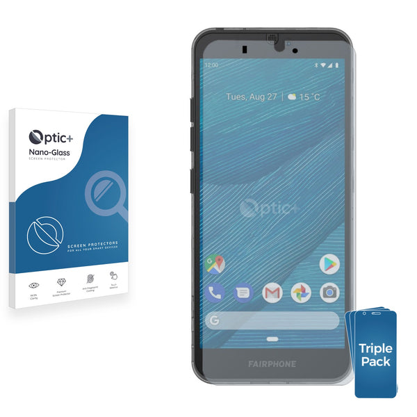 3pk Optic+ Nano Glass Screen Protectors for Fairphone 3