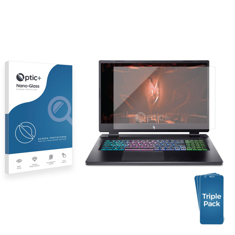 3pk Optic+ Nano Glass Screen Protectors for Acer Nitro 17