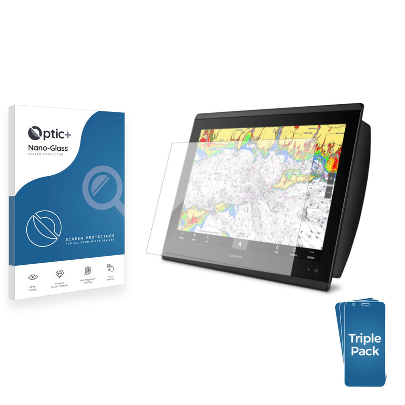 3pk Optic+ Nano Glass Screen Protectors for Garmin GPSMAP 8617