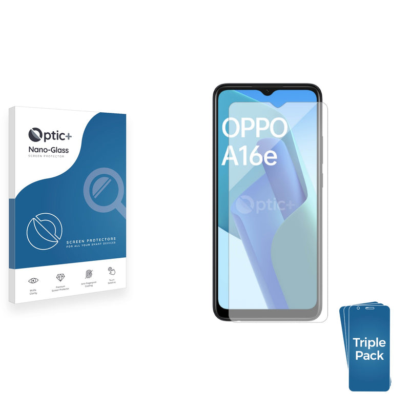 3pk Optic+ Nano Glass Screen Protectors for Oppo A16e