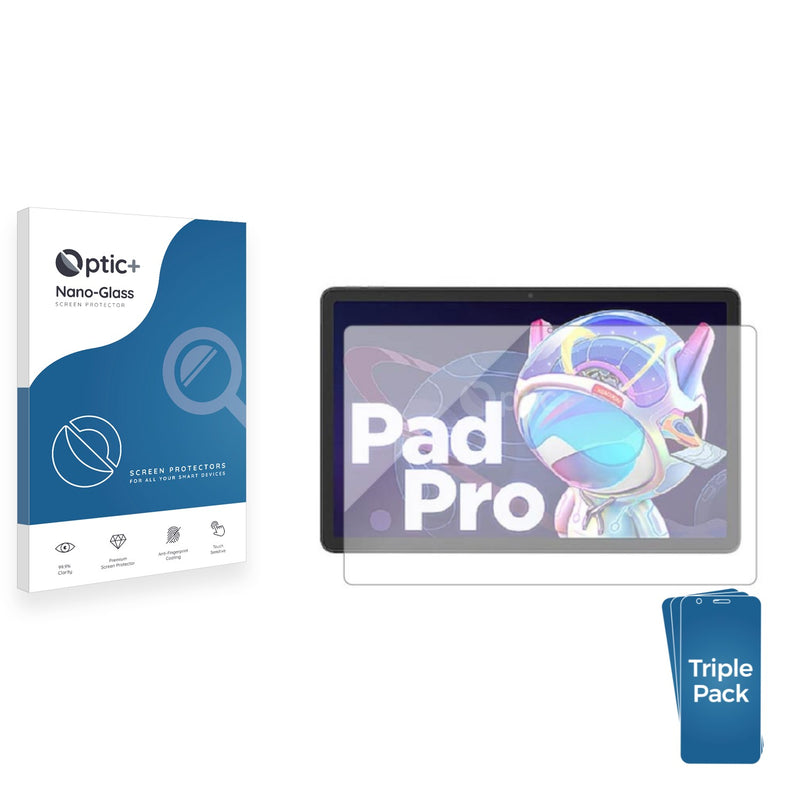 3pk Optic+ Nano Glass Screen Protectors for Lenovo Pad Pro 2022