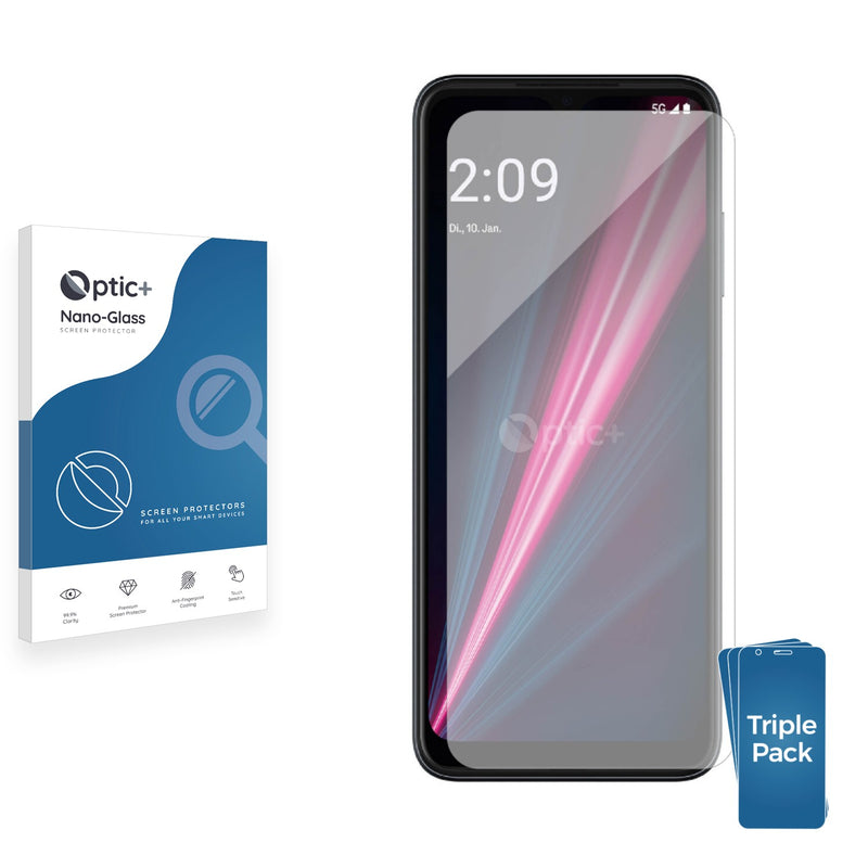 3pk Optic+ Nano Glass Screen Protectors for Telekom T Phone Pro