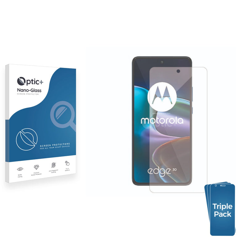 3pk Optic+ Nano Glass Screen Protectors for Motorola Edge 30