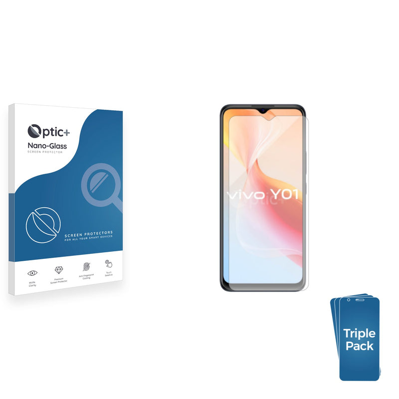 3pk Optic+ Nano Glass Screen Protectors for Vivo Y01