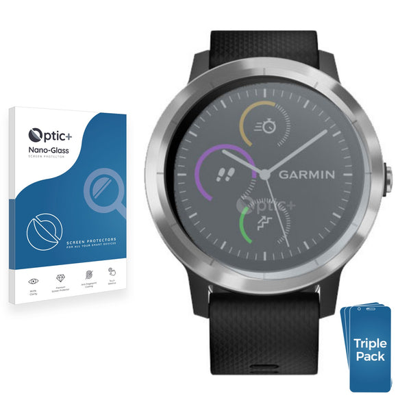 3pk Optic+ Nano Glass Screen Protectors for Garmin Vivoactive 3