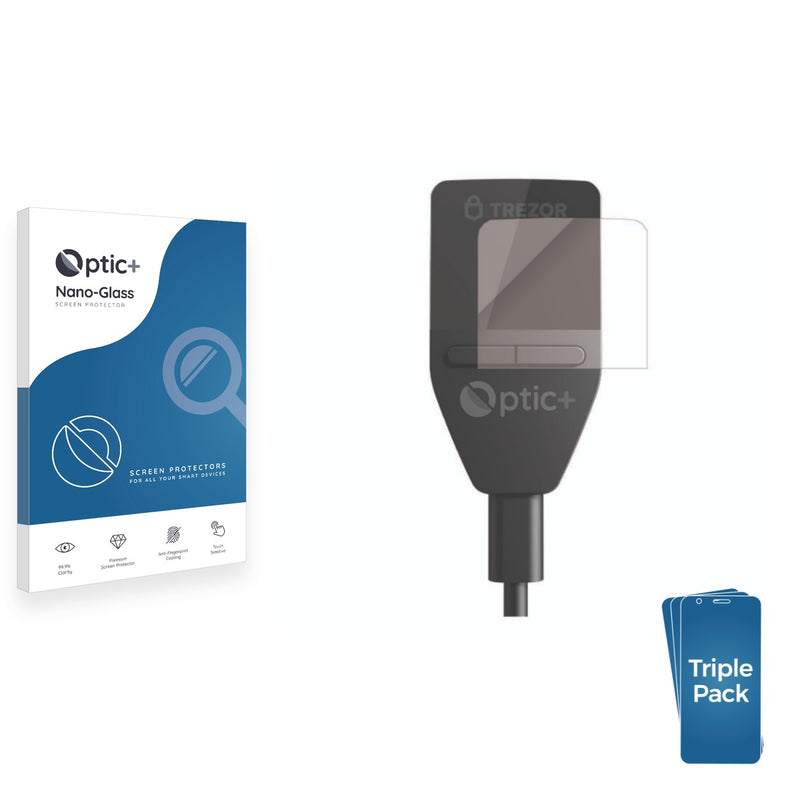 3pk Optic+ Nano Glass Screen Protectors for Trezor Safe 3