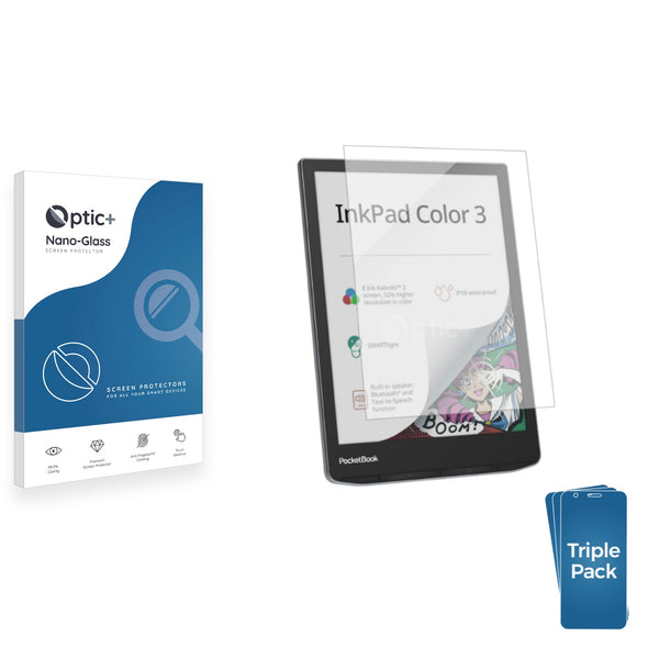3pk Optic+ Nano Glass Screen Protectors for PocketBook InkPad Color 3