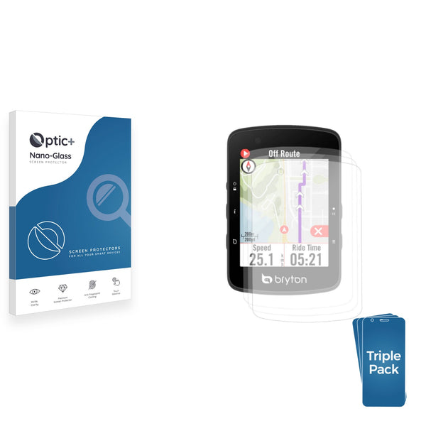 3-pack of Nano Glass screen protectors for Bryton Rider 650