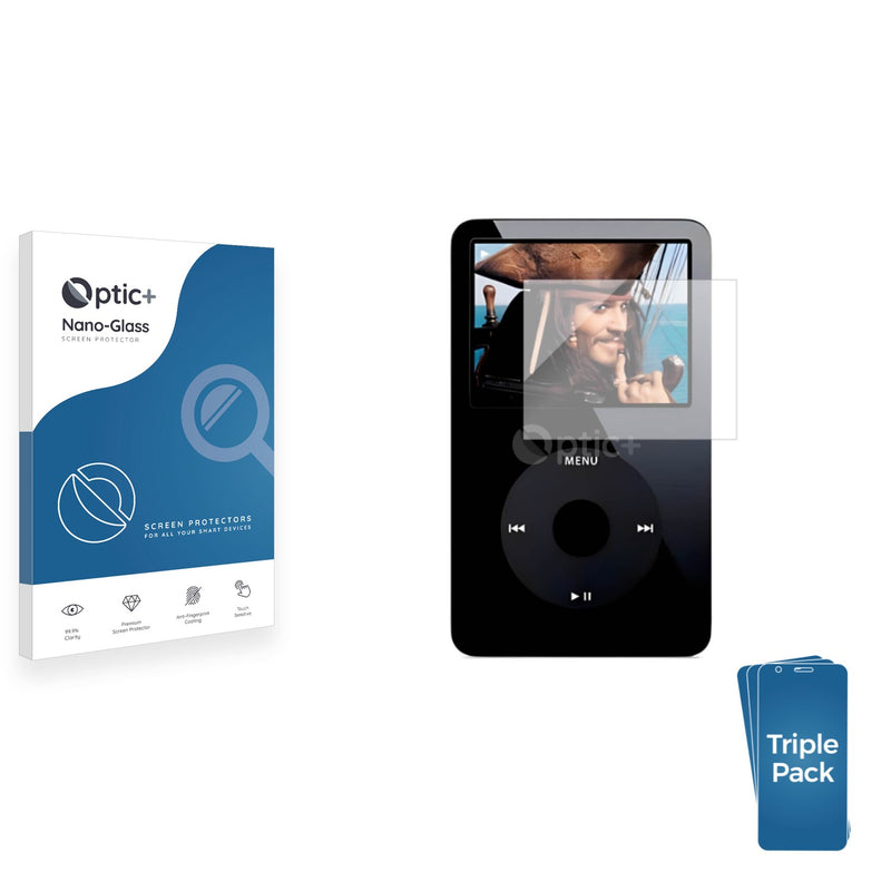 3pk Optic+ Nano Glass Screen Protectors for Apple iPod classic video 5.Gen (Vorder + R?ºckseite)