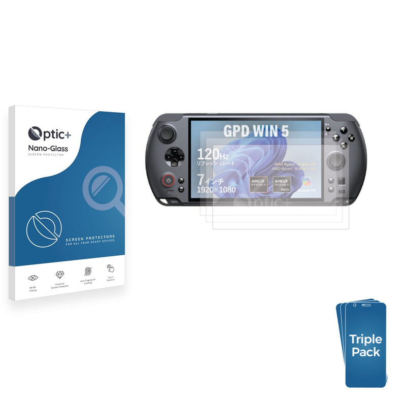 3-pack of Nano Glass screen protectors for GPD Win 5