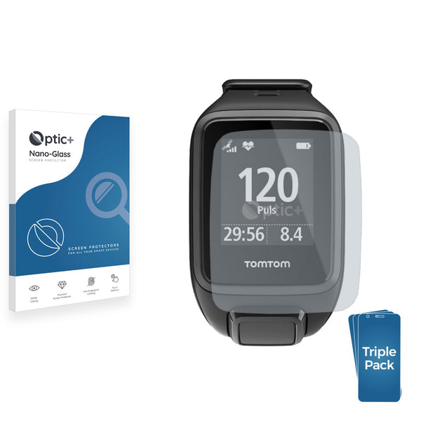 3pk Optic+ Nano Glass Screen Protectors for TomTom Spark