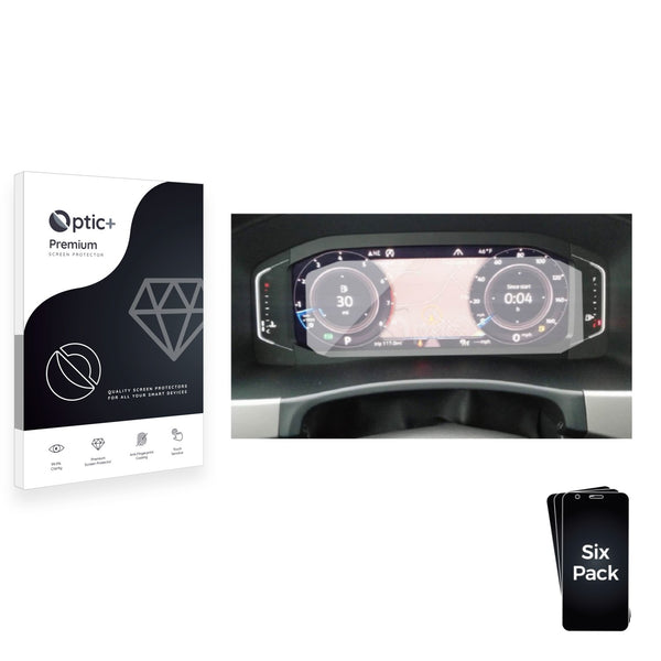 6pk Optic+ Premium Film Screen Protectors for Volkswagen Passat B8 Digital Cockpit 10.25"