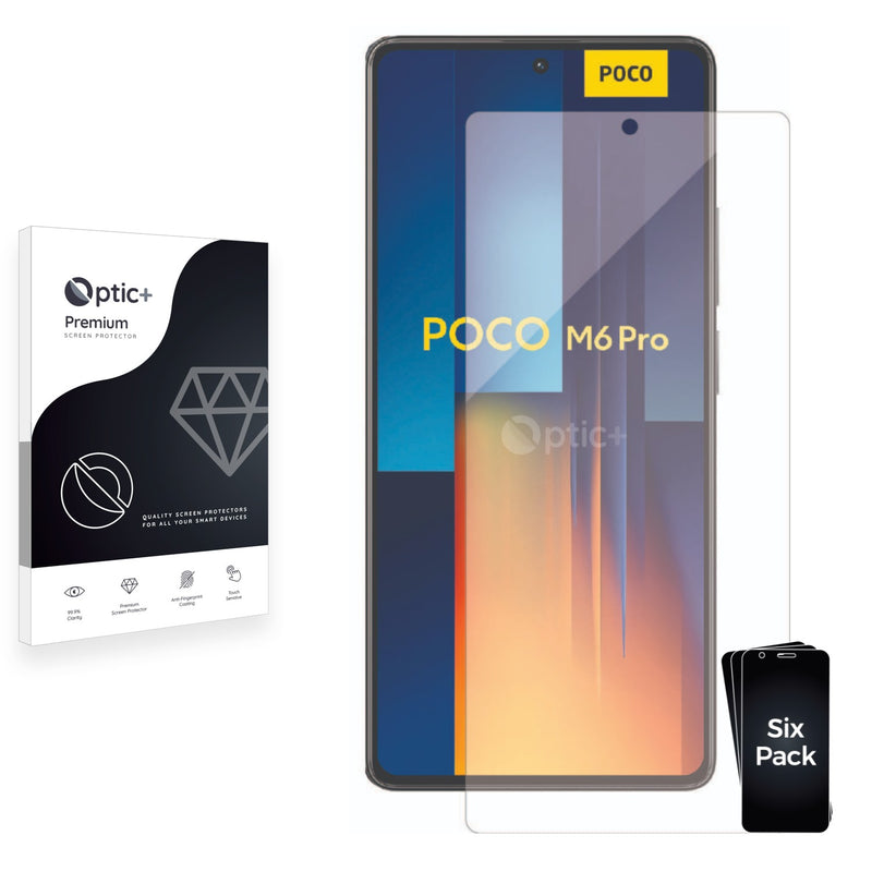 6pk Optic+ Premium Film Screen Protectors for Xiaomi Poco M6 Pro 5G