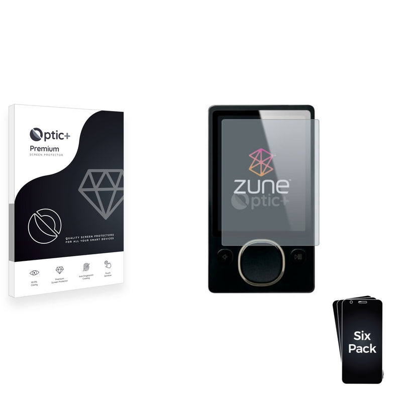 6pk Optic+ Premium Film Screen Protectors for Microsoft Zune 80