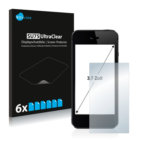 6x Savvies SU75 Screen Protector for Smartphones and Mobile Phones with 3.7 inch Displays [57 mm x 75 mm, 4:3]