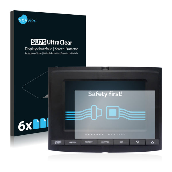 6x Savvies SU75 Screen Protector for Smartwares Wireless Weather Station SHS-45000EU
