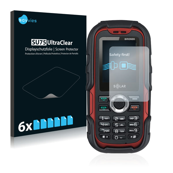 6x Savvies SU75 Screen Protector for Brondi Solar GSM