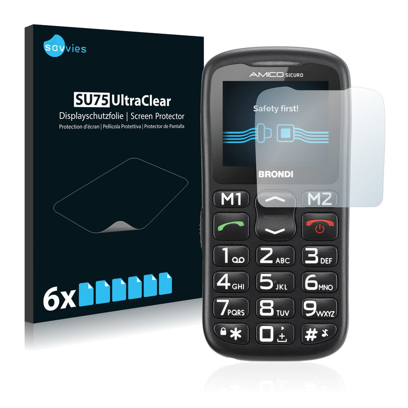 6x Savvies SU75 Screen Protector for Brondi Amico Sicuro