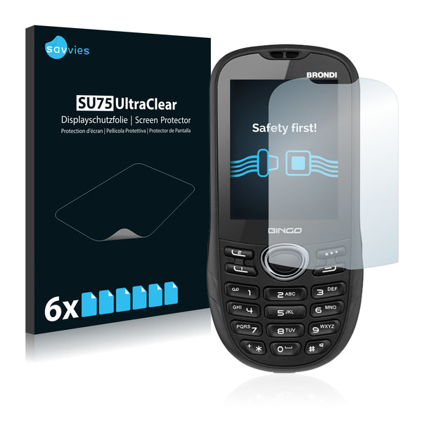 6x Savvies SU75 Screen Protector for Brondi Bingo GSM