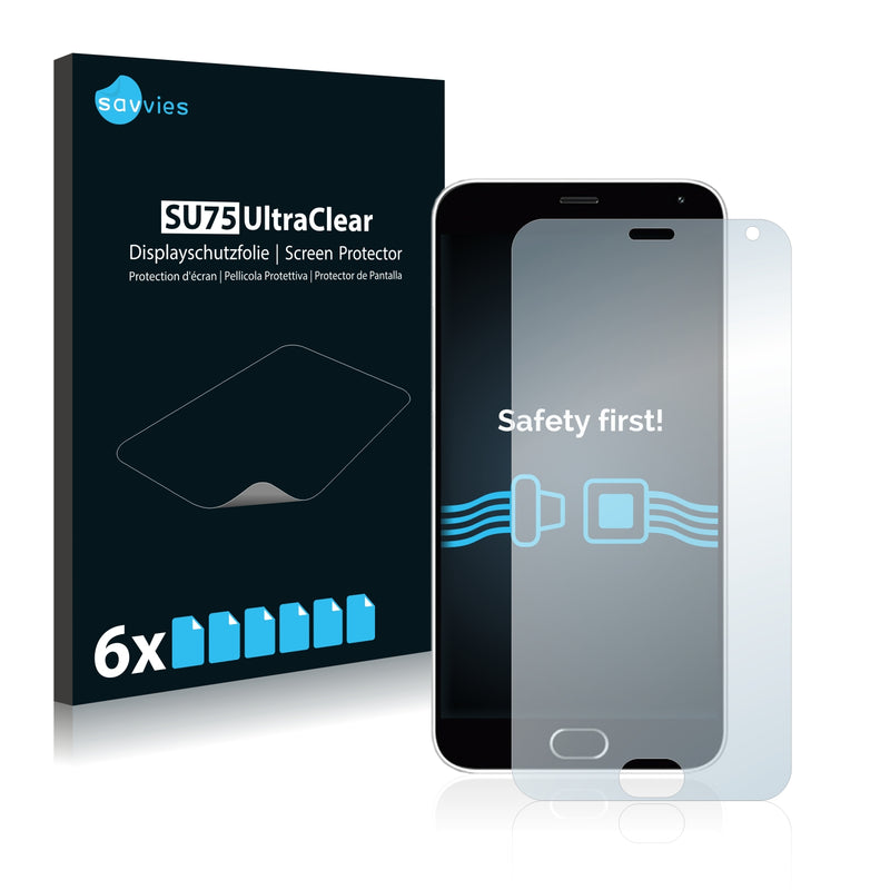 6x Savvies SU75 Screen Protector for Meizu M2 note