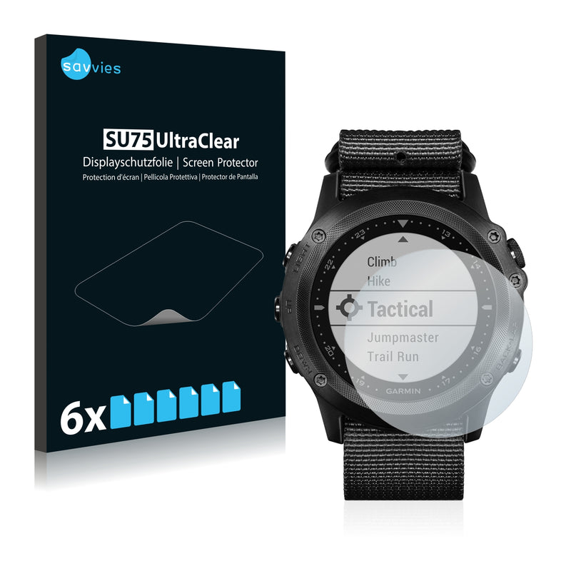 6x Savvies SU75 Screen Protector for Garmin Tactix Bravo