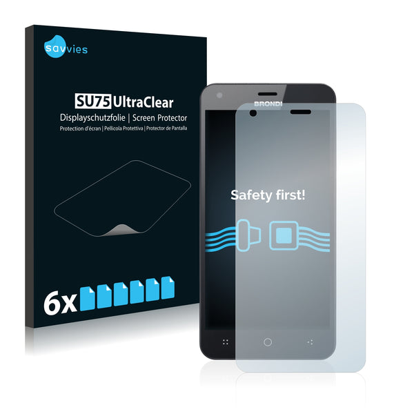 6x Savvies SU75 Screen Protector for Brondi 501 SZ