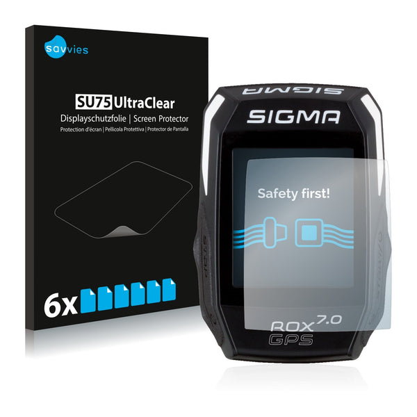 6x Savvies SU75 Screen Protector for Sigma ROX GPS 7.0