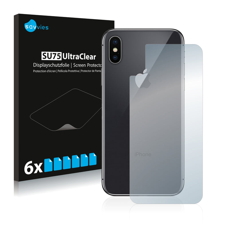6x Savvies SU75 Screen Protector for Apple iPhone X (Back)